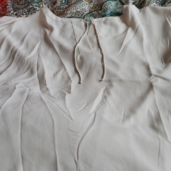 Loft shortsleeve off white large tie blouse - Picture 2 of 4